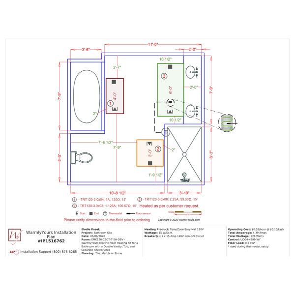 WarmlyYours Electric 120V Underfloor Heating System Kit | Wayfair